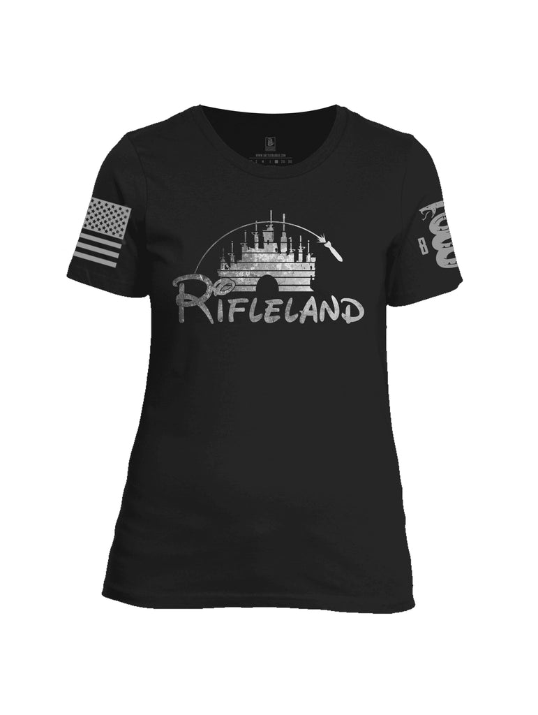 Battleraddle Rifleland Grey Sleeve Print Womens Cotton Crew Neck T Shirt