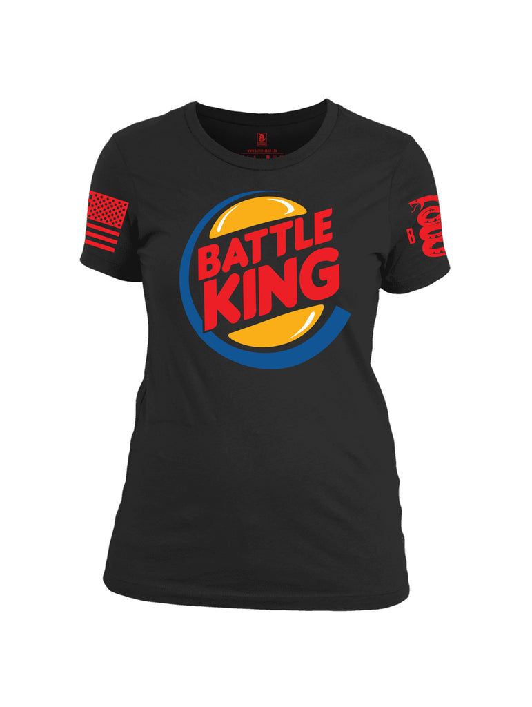 Battleraddle Battle King Red Sleeve Print Womens Cotton Crew Neck T Shirt - Battleraddle® LLC