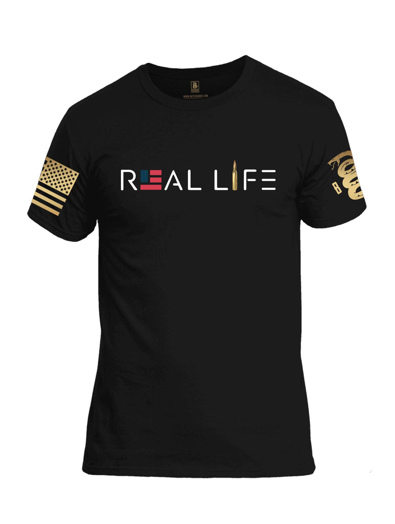 Battleraddle Real Life Brass Sleeve Print Mens Cotton Crew Neck T Shirt