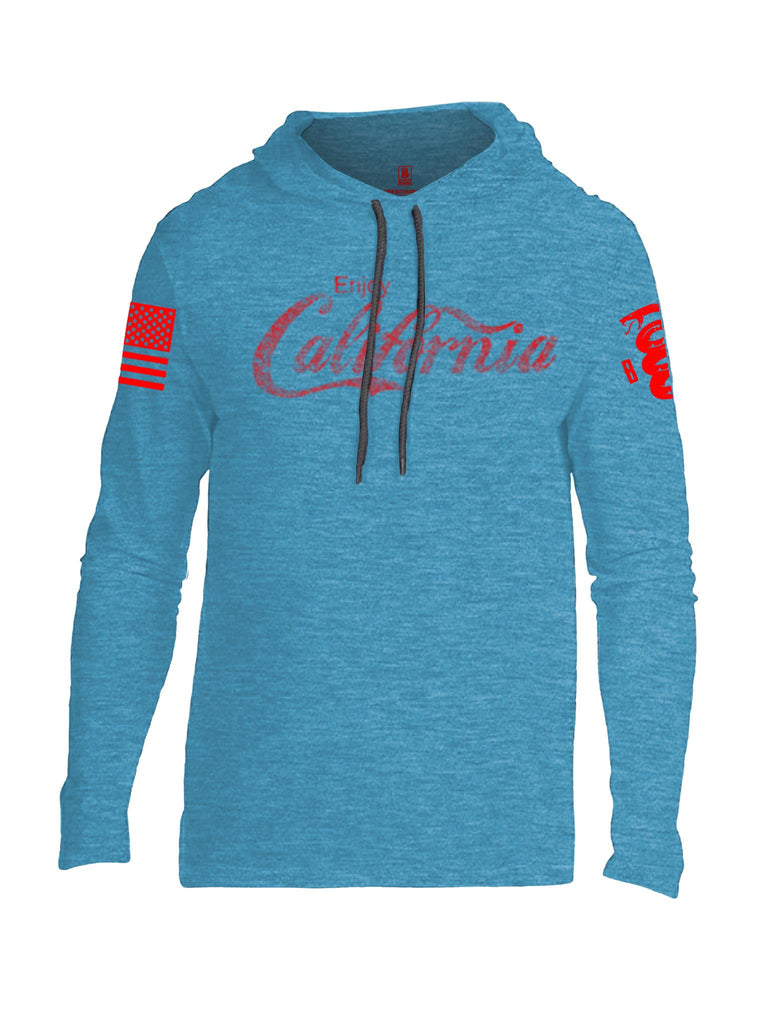 Battleraddle Enjoy California Red Sleeve Print Mens Thin Cotton Lightweight Hoodie