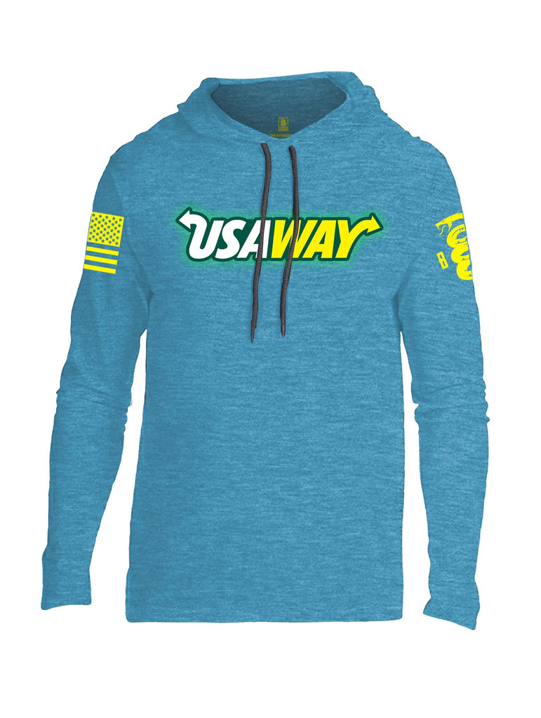 Battleraddle USAWAY Yellow Sleeve Print Mens Thin Cotton Lightweight Hoodie