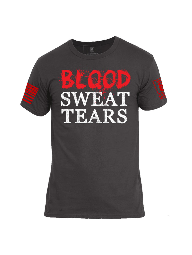 Battleraddle Blood Sweat Tears Red Sleeve Print Mens Cotton Crew Neck T Shirt - Battleraddle® LLC