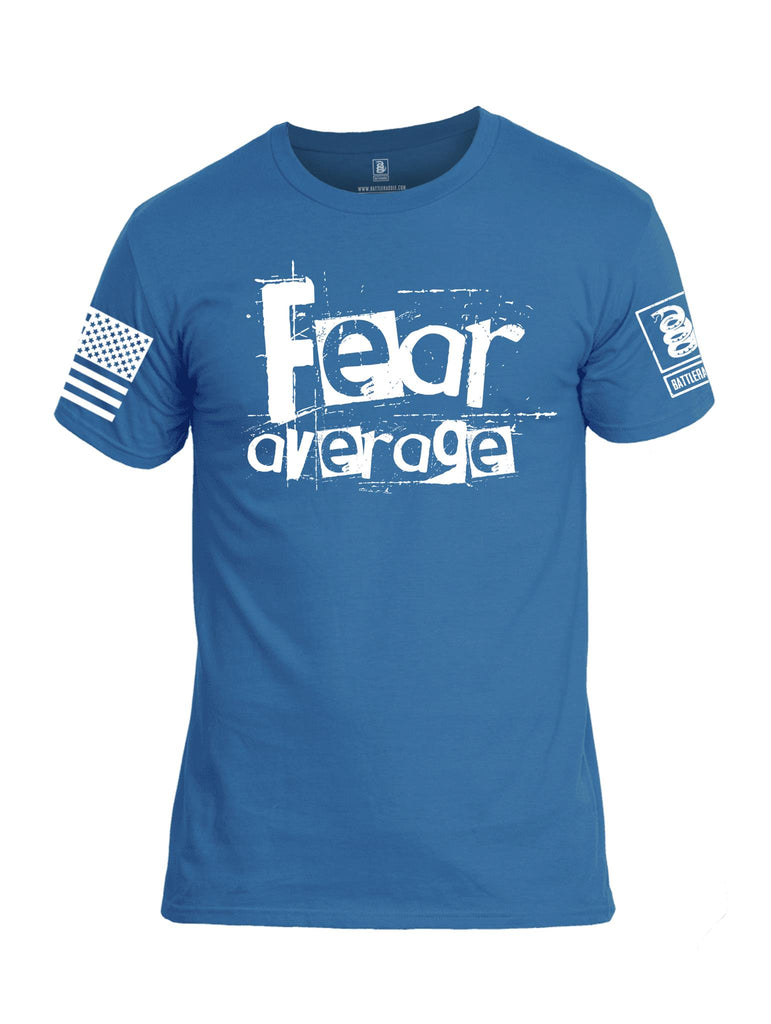 Battleraddle Fear Average White Sleeve Print Mens Cotton Crew Neck T Shirt