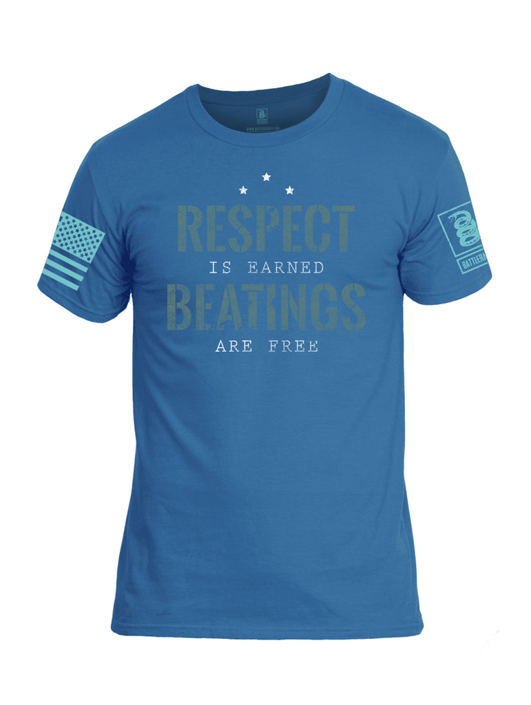 Battleraddle Respect Is Earned Beatings Are Free Light Blue Sleeve Print Mens Cotton Crew Neck T Shirt