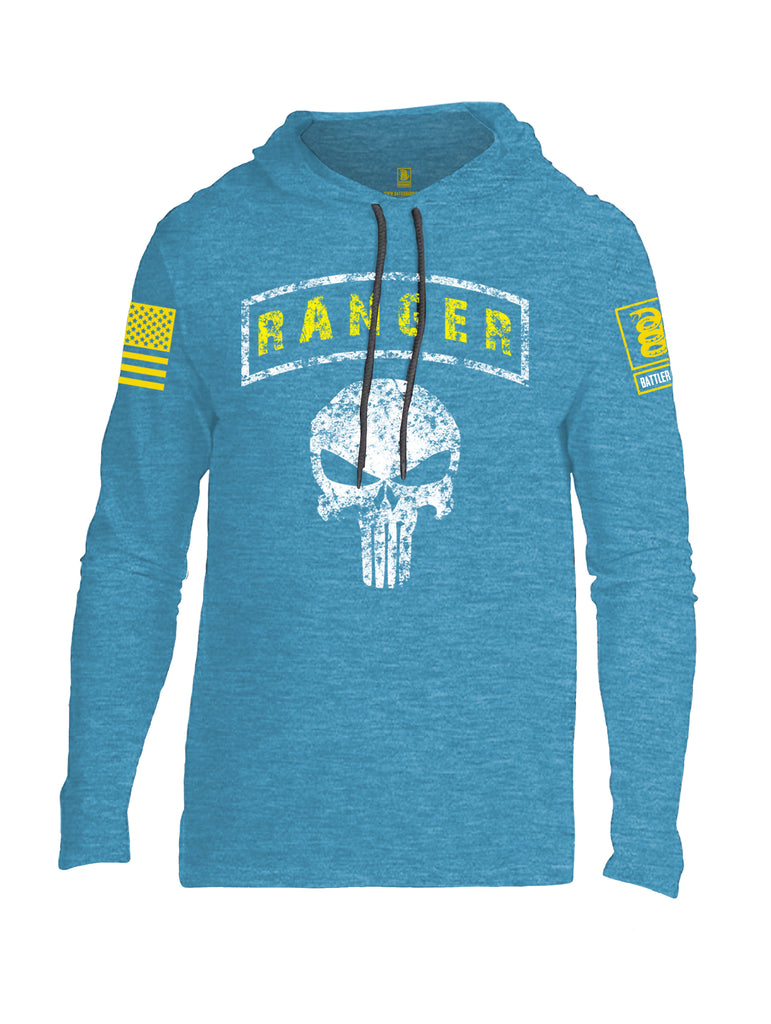 Battleraddle Ranger Punisher Skull Yellow Sleeve Print Mens Thin Cotton Lightweight Hoodie