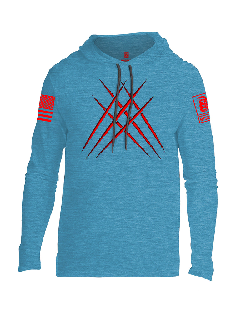 Battleraddle Wolve Adamantium Claws Red Sleeve Print Mens Thin Cotton Lightweight Hoodie