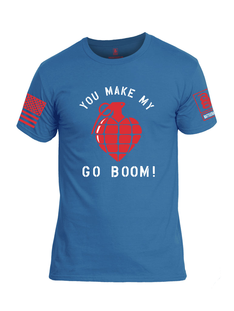 Battleraddle You Make My Heart Go Boom Red Sleeve Print Mens Cotton Crew Neck T Shirt