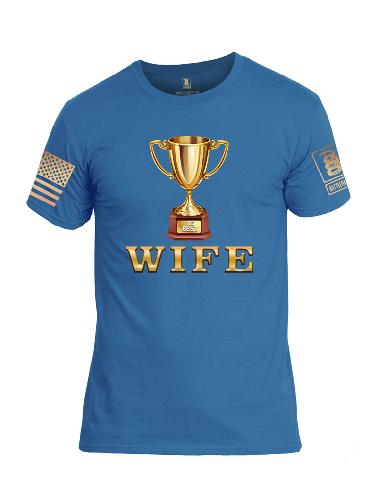 Battleraddle The Best Wife Brass Sleeve Print Mens Cotton Crew Neck T Shirt