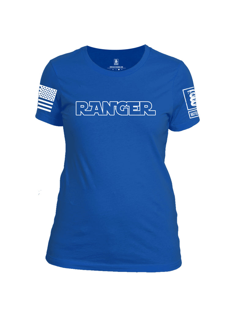 Battleraddle Ranger White Sleeve Print Womens Cotton Crew Neck T Shirt