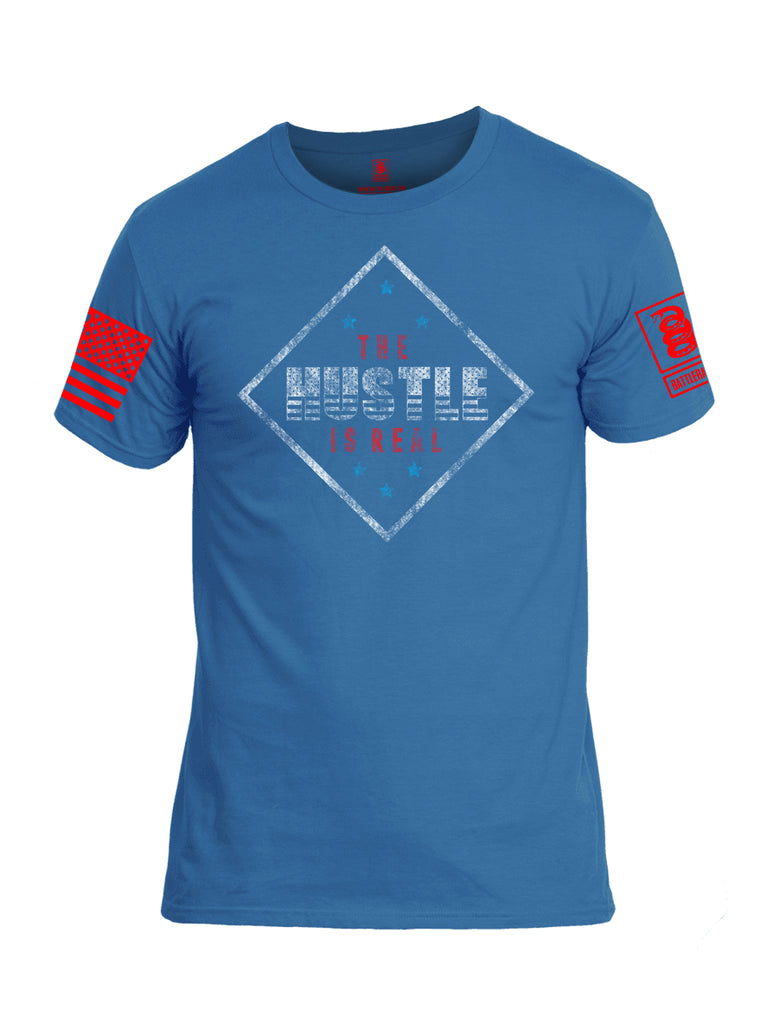 Battleraddle The Hustle Is Real Red Sleeve Print Mens Cotton Crew Neck T Shirt