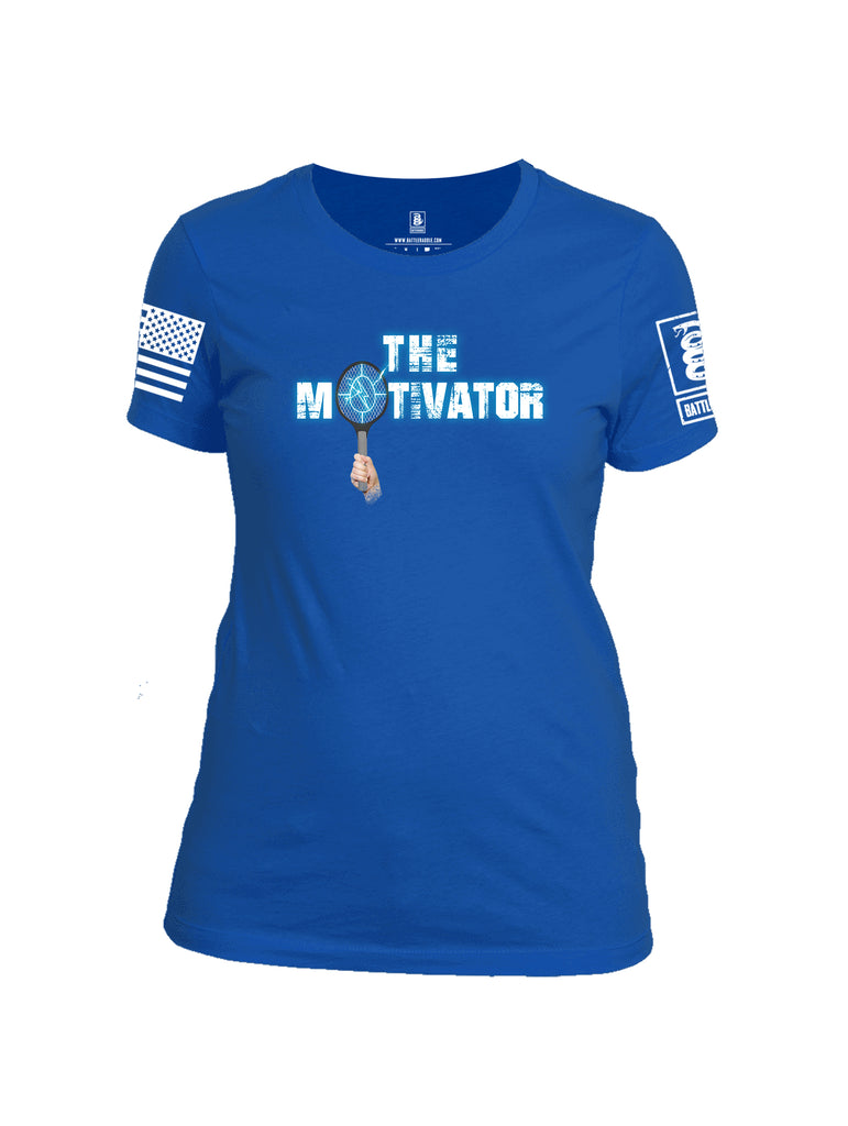 Battleraddle The Motivator White Sleeve Print Womens Cotton Crew Neck T Shirt