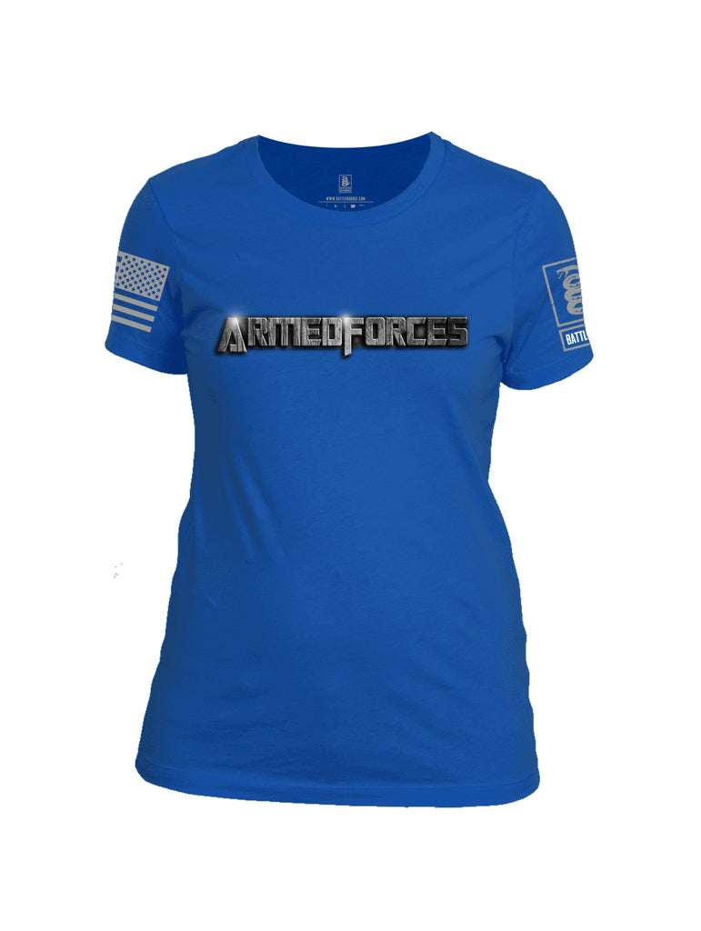 Battleraddle Armedforces Superpatriot Grey Sleeve Print Grey Sleeve Print Womens Cotton Crew Neck T Shirt