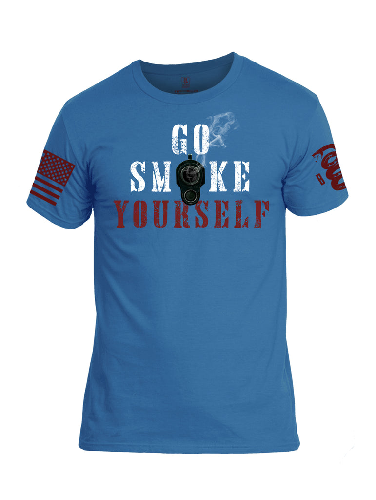 Battleraddle Go Smoke Yourself Red Sleeve Print Mens Cotton Crew Neck T Shirt