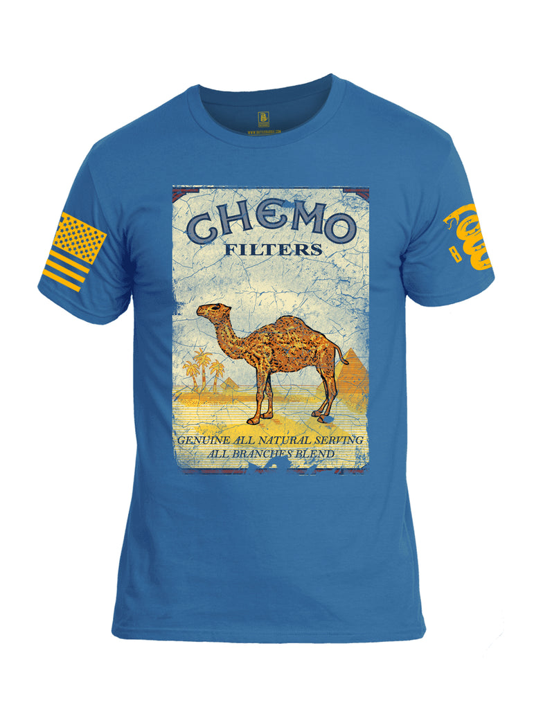 Battleraddle Chemo Filters Genuine All Natural Serving All Branches Blend Yellow Sleeve Print Mens Cotton Crew Neck T Shirt - Battleraddle® LLC