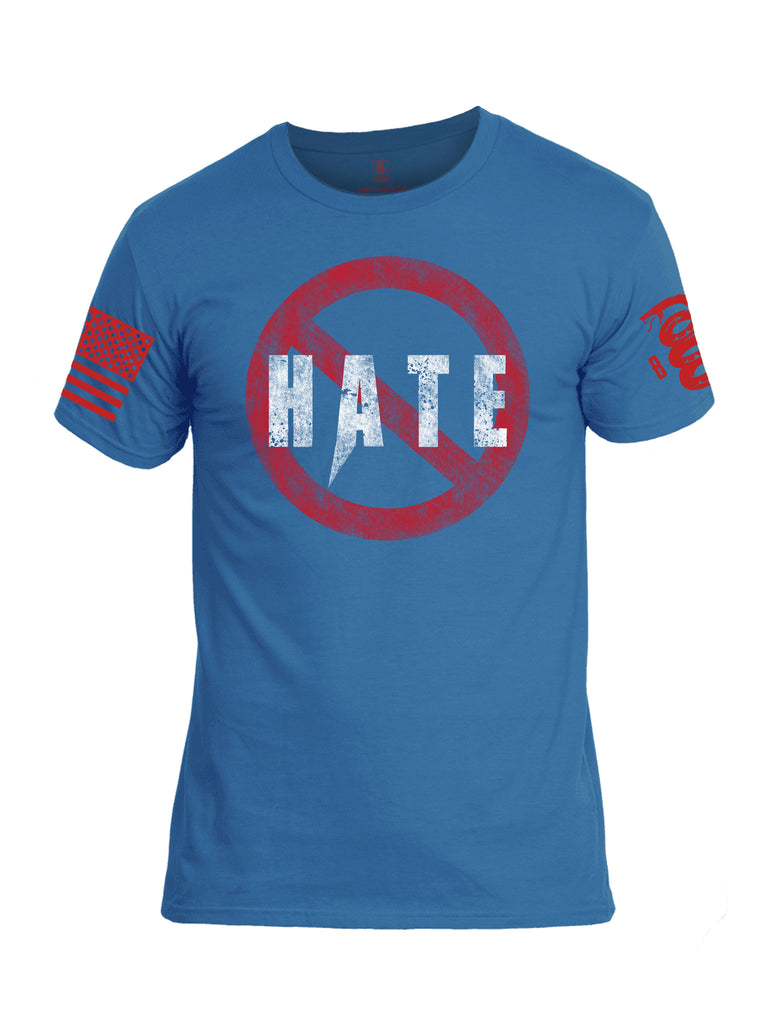 Battleraddle Hate Red Sleeve Print Mens Cotton Crew Neck T Shirt