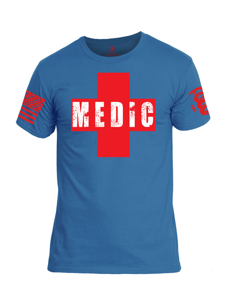 Battleraddle Medic Red Sleeve Print Mens Cotton Crew Neck T Shirt