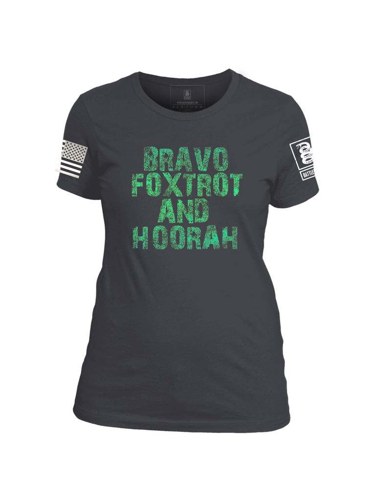 Battleraddle Bravo Foxtrot And Hoorah Womens Cotton Crew Neck T Shirt - Battleraddle® LLC