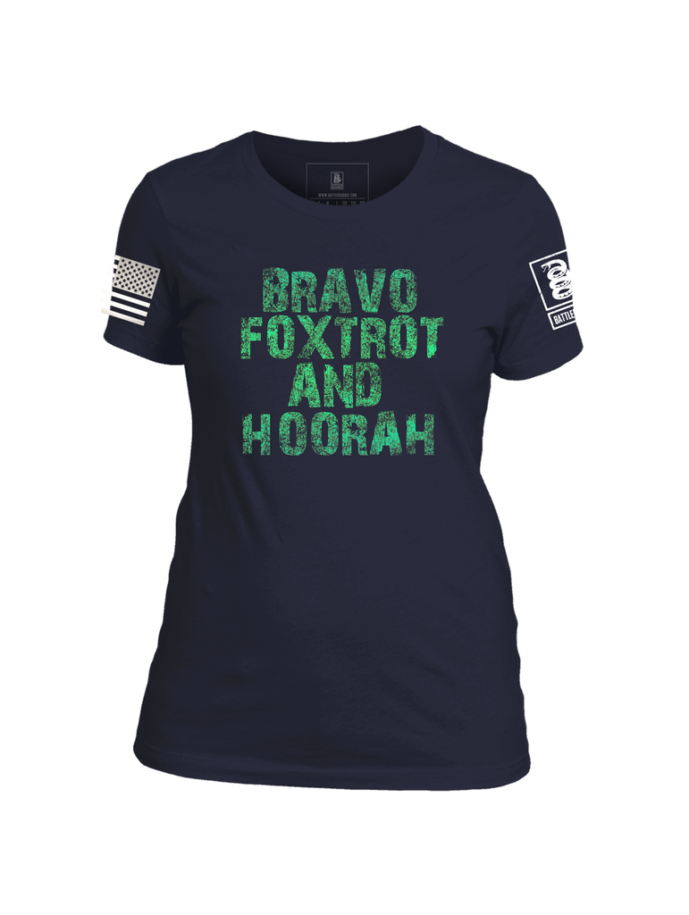 Battleraddle Bravo Foxtrot And Hoorah Womens Cotton Crew Neck T Shirt - Battleraddle® LLC