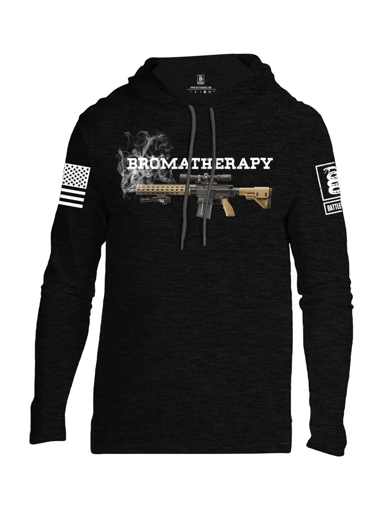 Battleraddle Bromatherapy White Sleeve Print Mens Thin Cotton Lightweight Hoodie