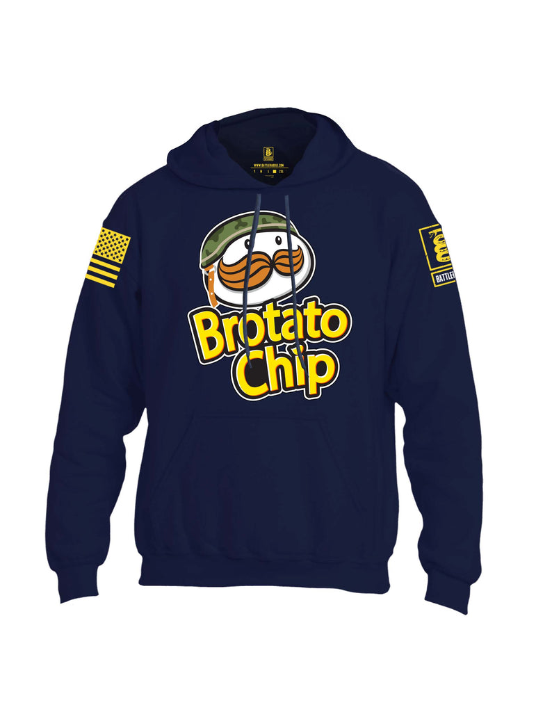 Battleraddle Brotato Chip Yellow Sleeve Print Mens Blended Hoodie With Pockets