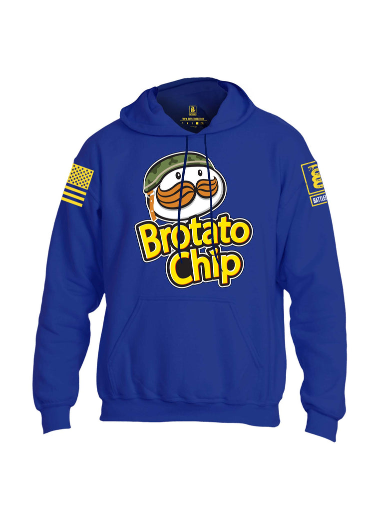 Battleraddle Brotato Chip Yellow Sleeve Print Mens Blended Hoodie With Pockets