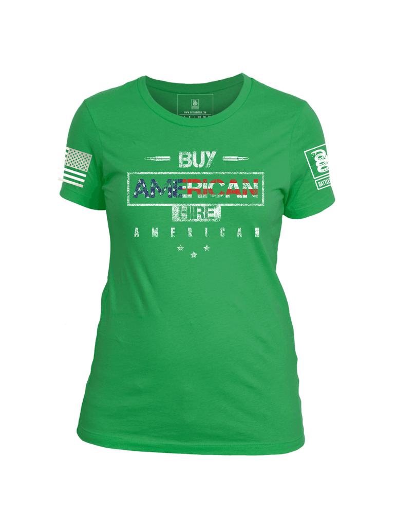 Battleraddle Buy American Hire American Womens Cotton Crew Neck T Shirt - Battleraddle® LLC