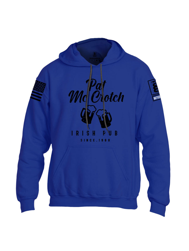 Battleraddle Pat Mc Crotch Irish Pub Since 1968 Black Sleeves Uni Cotton Blended Hoodie With Pockets