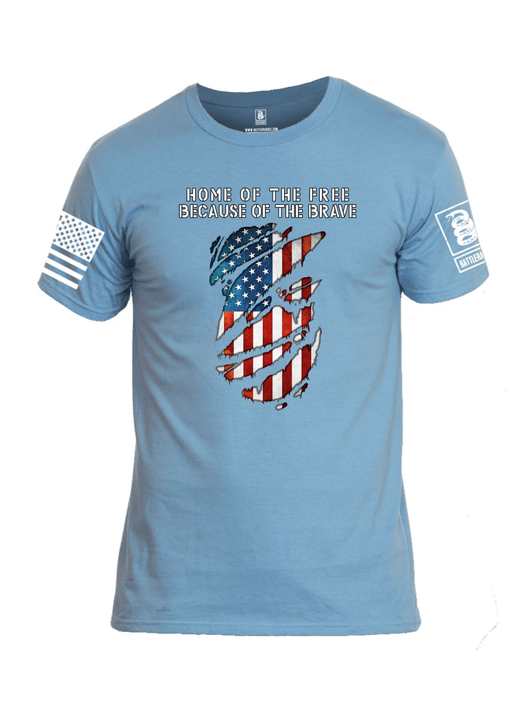 Battleraddle Home Of The Free Because Of The Brave White Sleeves Men Cotton Crew Neck T-Shirt