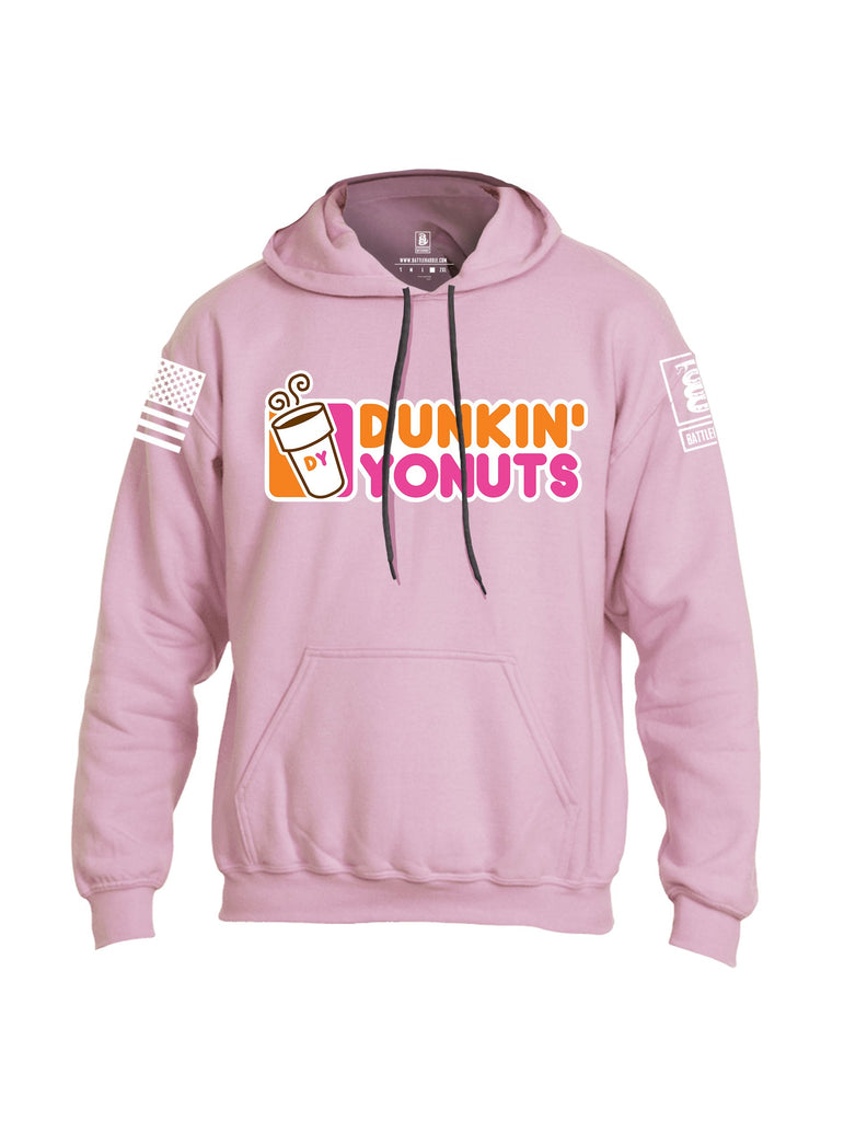 Battleraddle Dunkin Yonuts White Sleeves Uni Cotton Blended Hoodie With Pockets