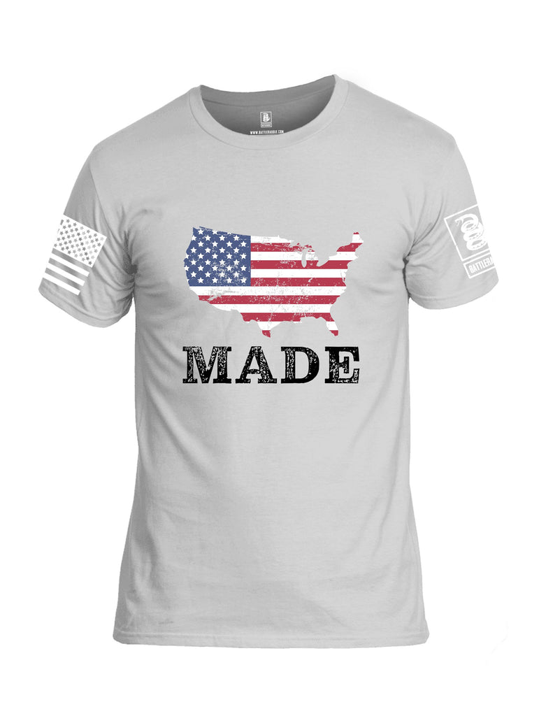 Battleraddle American Made White Sleeves Men Cotton Crew Neck T-Shirt