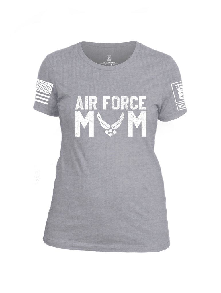 Battleraddle Air Force Mom White Sleeves Women Cotton Crew Neck T-Shirt