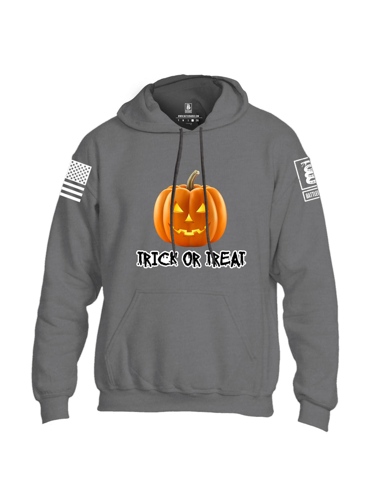 Battleraddle Trick Or Treat White Sleeves Uni Cotton Blended Hoodie With Pockets