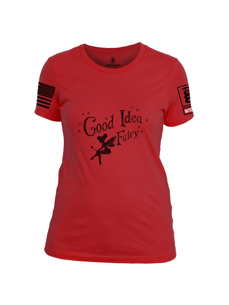 Battleraddle Good Idea Fairy Black {sleeve_color} Sleeves Women Cotton Crew Neck T-Shirt
