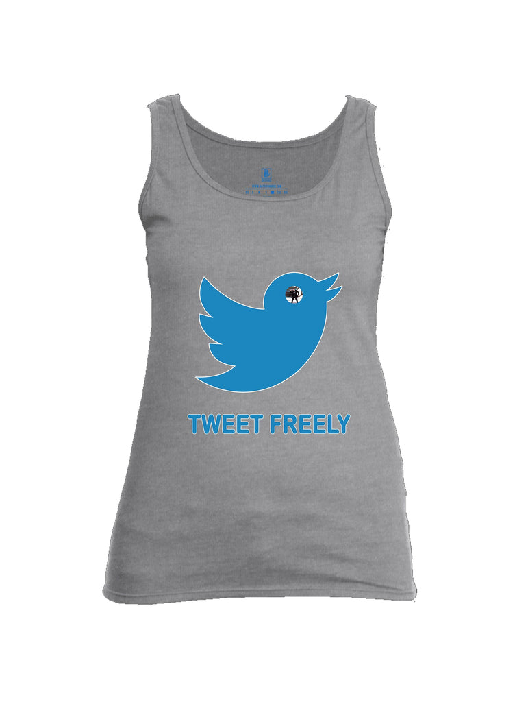 Battleraddle Tweet Freely Mid Blue Sleeves Women Cotton Cotton Tank Top