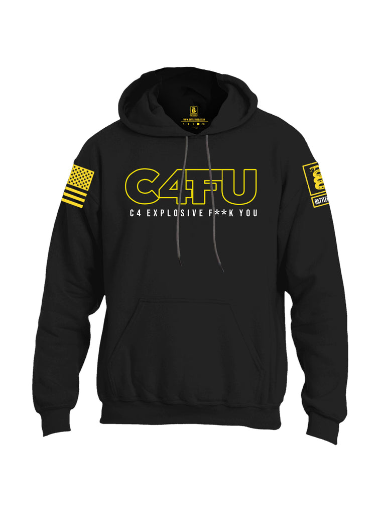 Battleraddle C4FU C4 Explosive F**k You Yellow Sleeve Print Mens Blended Hoodie With Pockets