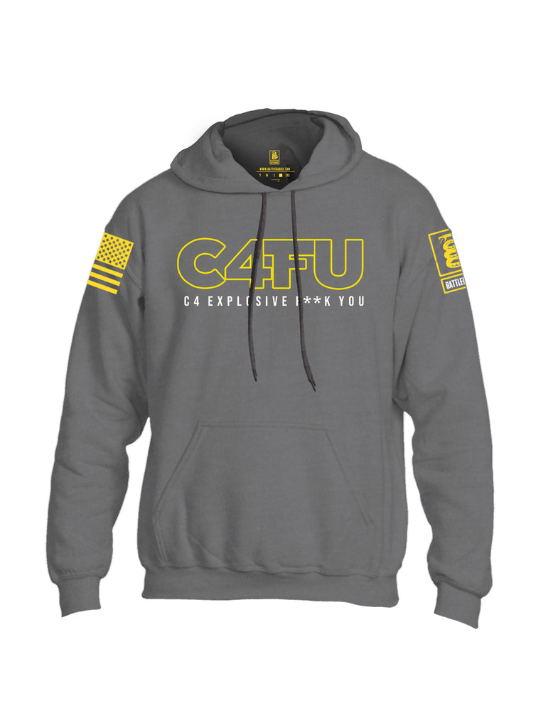 Battleraddle C4FU C4 Explosive F**k You Yellow Sleeve Print Mens Blended Hoodie With Pockets