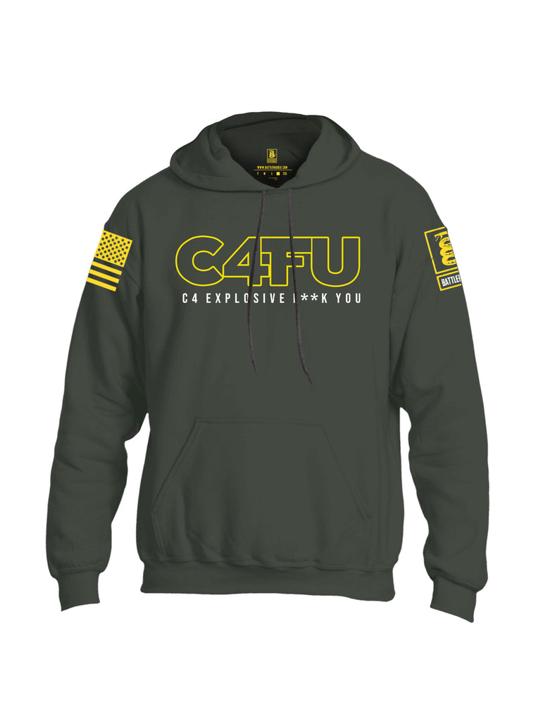 Battleraddle C4FU C4 Explosive F**k You Yellow Sleeve Print Mens Blended Hoodie With Pockets