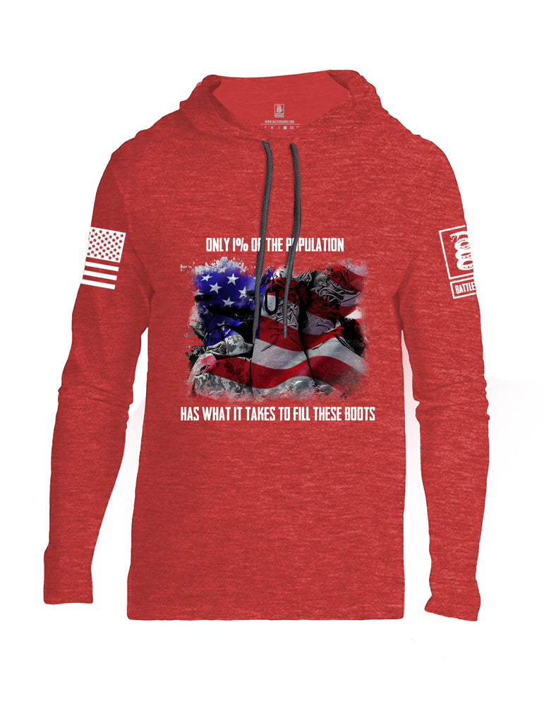 Battleraddle Only 1% Of The Population Has What It Takes To Fill These Boots If You Serve Our Nation Thank You {sleeve_color} Sleeves Men Cotton Thin Cotton Lightweight Hoodie
