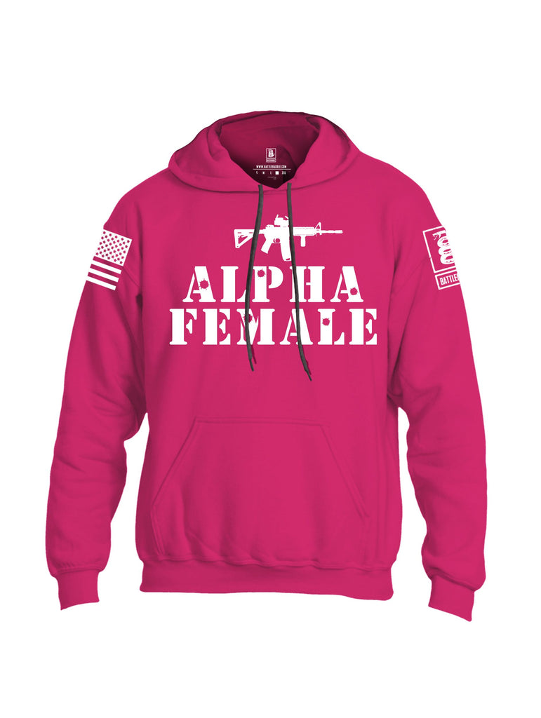 Battleraddle Alpha Female White Sleeves Uni Cotton Blended Hoodie With Pockets