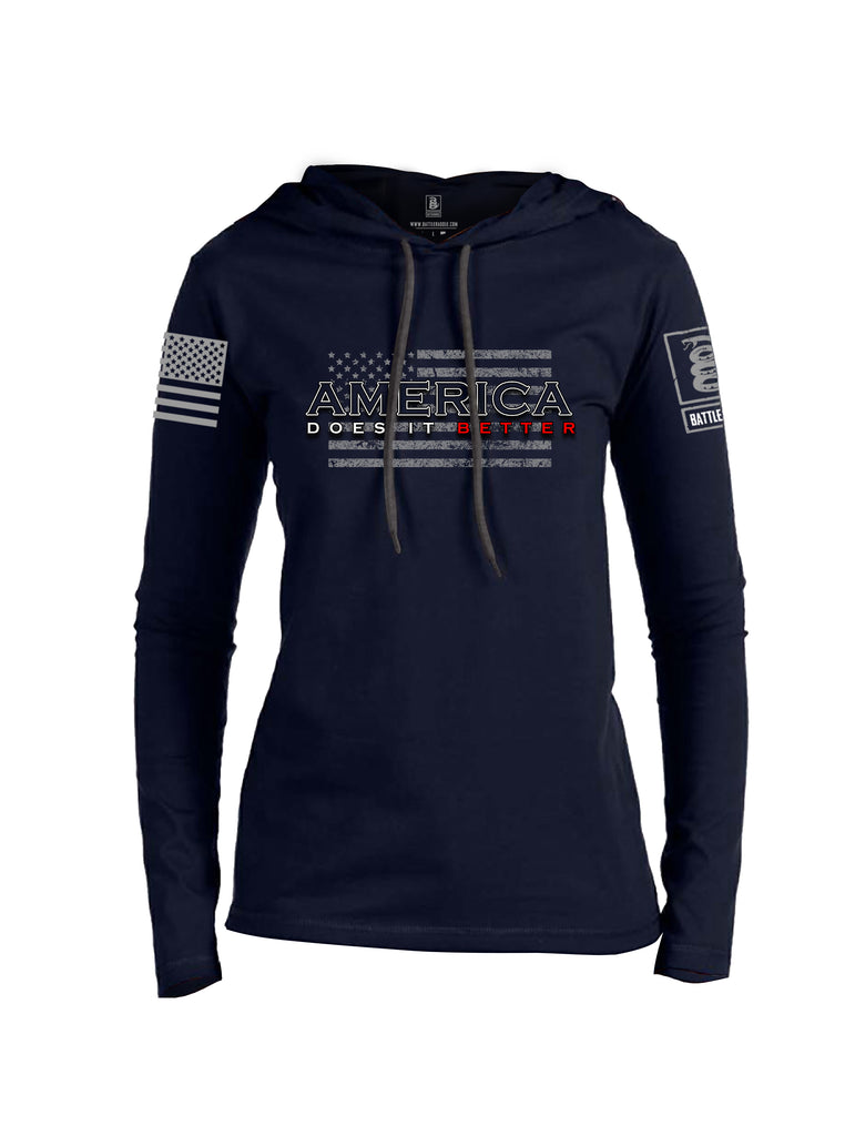 Battleraddle America Does It Better {sleeve_color} Sleeves Women Cotton Thin Cotton Lightweight Hoodie