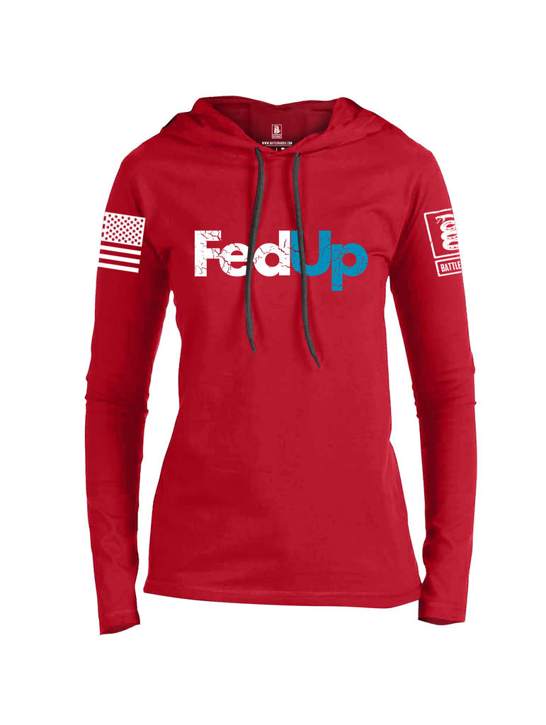 Battleraddle Fed Up Blue {sleeve_color} Sleeves Women Cotton Thin Cotton Lightweight Hoodie