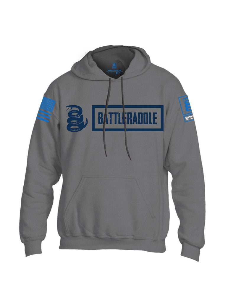 Battleraddle Battleraddle Original Logo Blue Mid Blue Sleeves Uni Cotton Blended Hoodie With Pockets