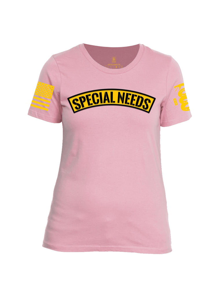 Battleraddle Special Needs Yellow Sleeve Print Womens Cotton Crew Neck T Shirt