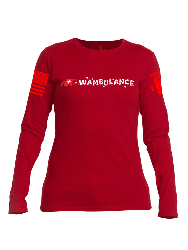 Battleraddle Wambulance Red Sleeve Print Womens Cotton Long Sleeve Crew Neck Sweatshirt