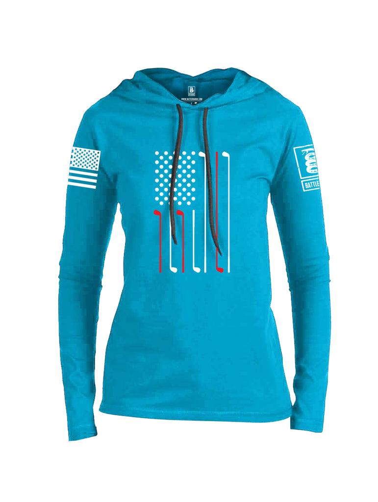 Battleraddle Golf Flag White {sleeve_color} Sleeves Women Cotton Thin Cotton Lightweight Hoodie