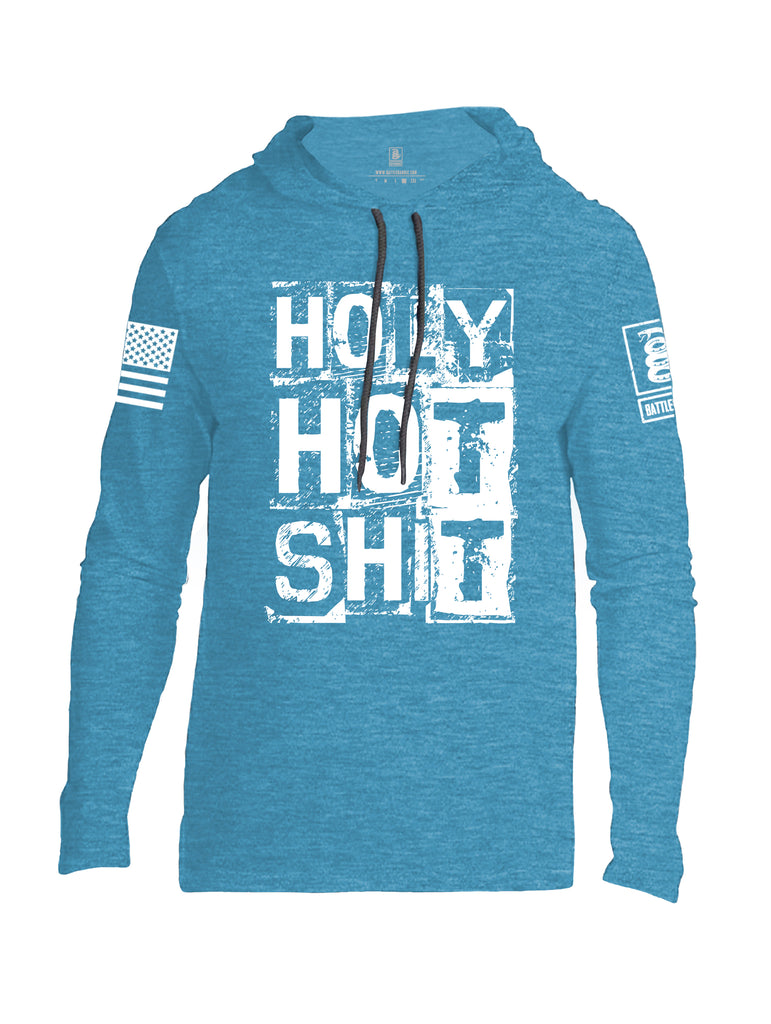 Battleraddle Holy Hot Shit White Sleeve Print Mens Thin Cotton Lightweight Hoodie