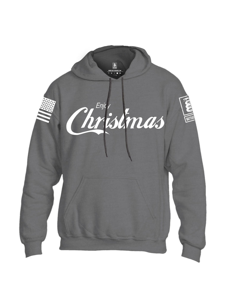 Battleraddle Enjoy Christmas White Sleeves Uni Cotton Blended Hoodie With Pockets