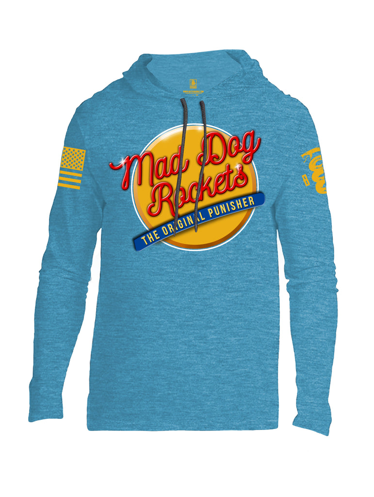 Battleraddle Mad Dog Rockets The Original Expounder Yellow Sleeve Print Mens Thin Cotton Lightweight Hoodie