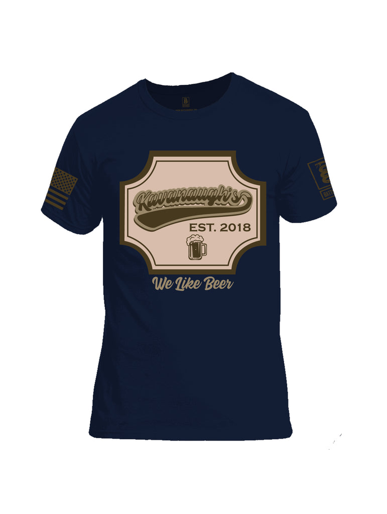 Battleraddle Kavanaugh's Est. 2018 We Like Beer Dark Brown Sleeve Print Mens Cotton Crew Neck T Shirt