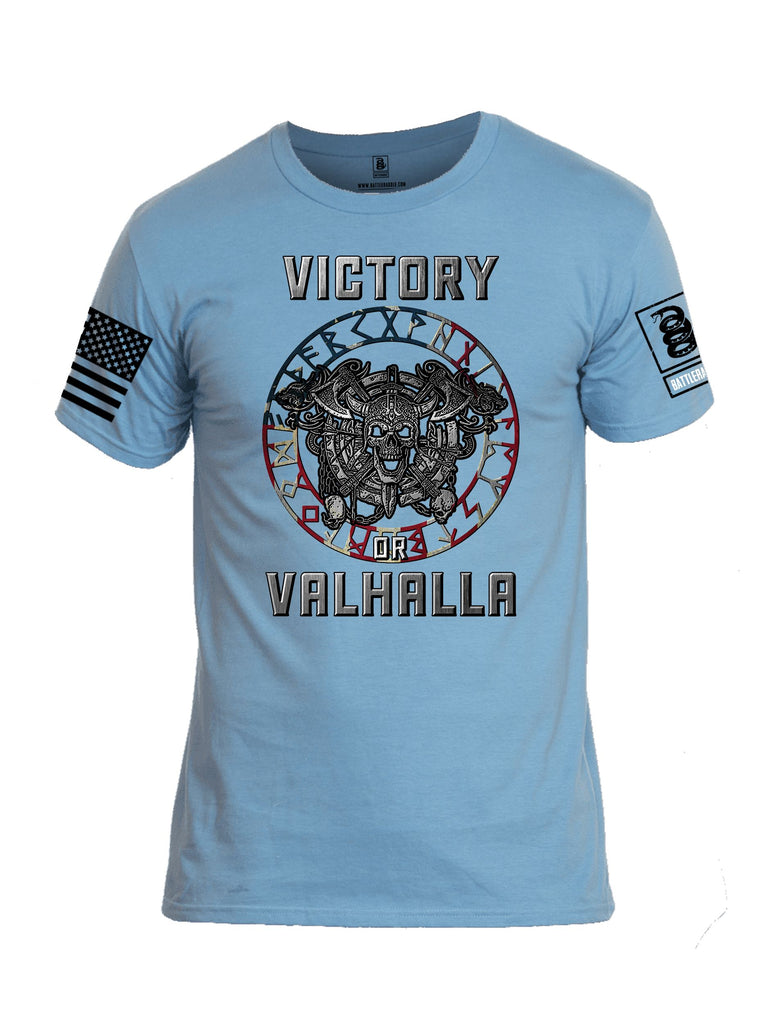 Battleraddle Victory Or Valhalla Black Sleeves Men Cotton Crew Neck T-Shirt